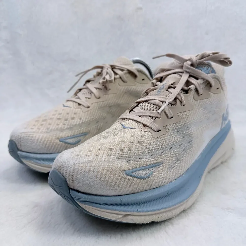 HOKA Clifton 9 Womens Running Shoes Oak Alabaster Oat Milk Size 9 Cushion Shoe